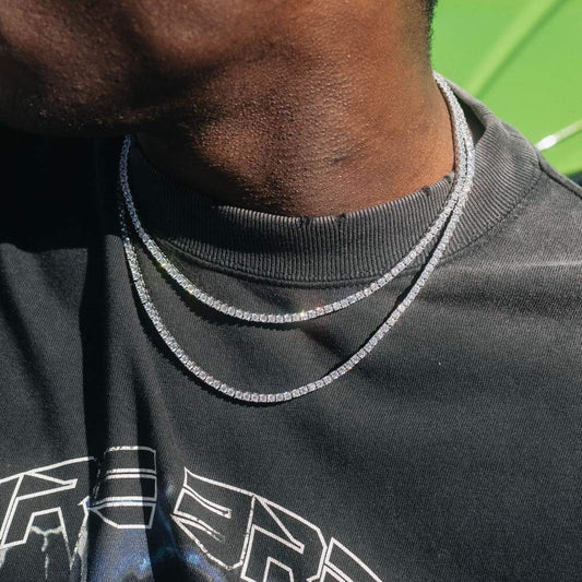 3mm round cut Tennis Chain white gold 18K vermeil