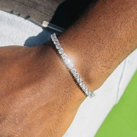 5mm round cut diamond tennis bracelet white gold 18K vermeil