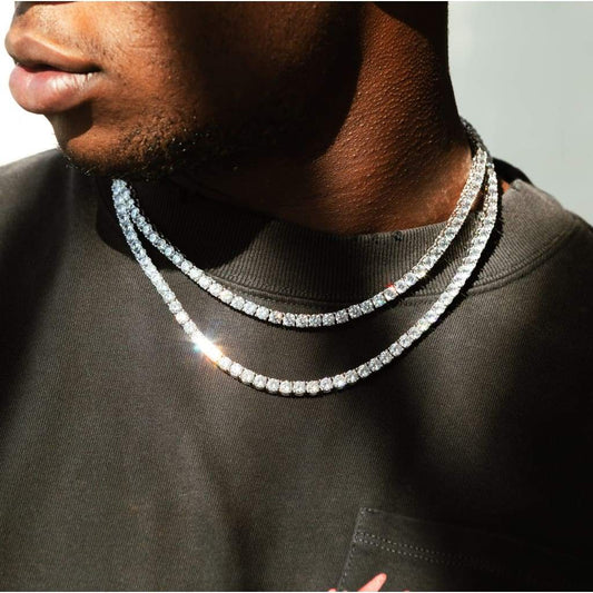 5mm round cut diamond tennis chain white gold 18K vermeil
