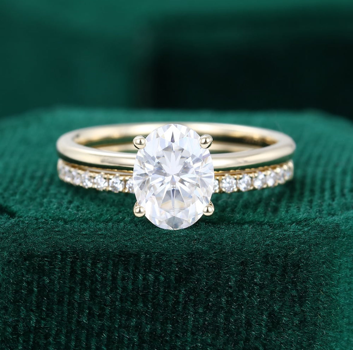 1.5 ct Oval Cut Diamond Pave Ring Set 18k Gold For Women