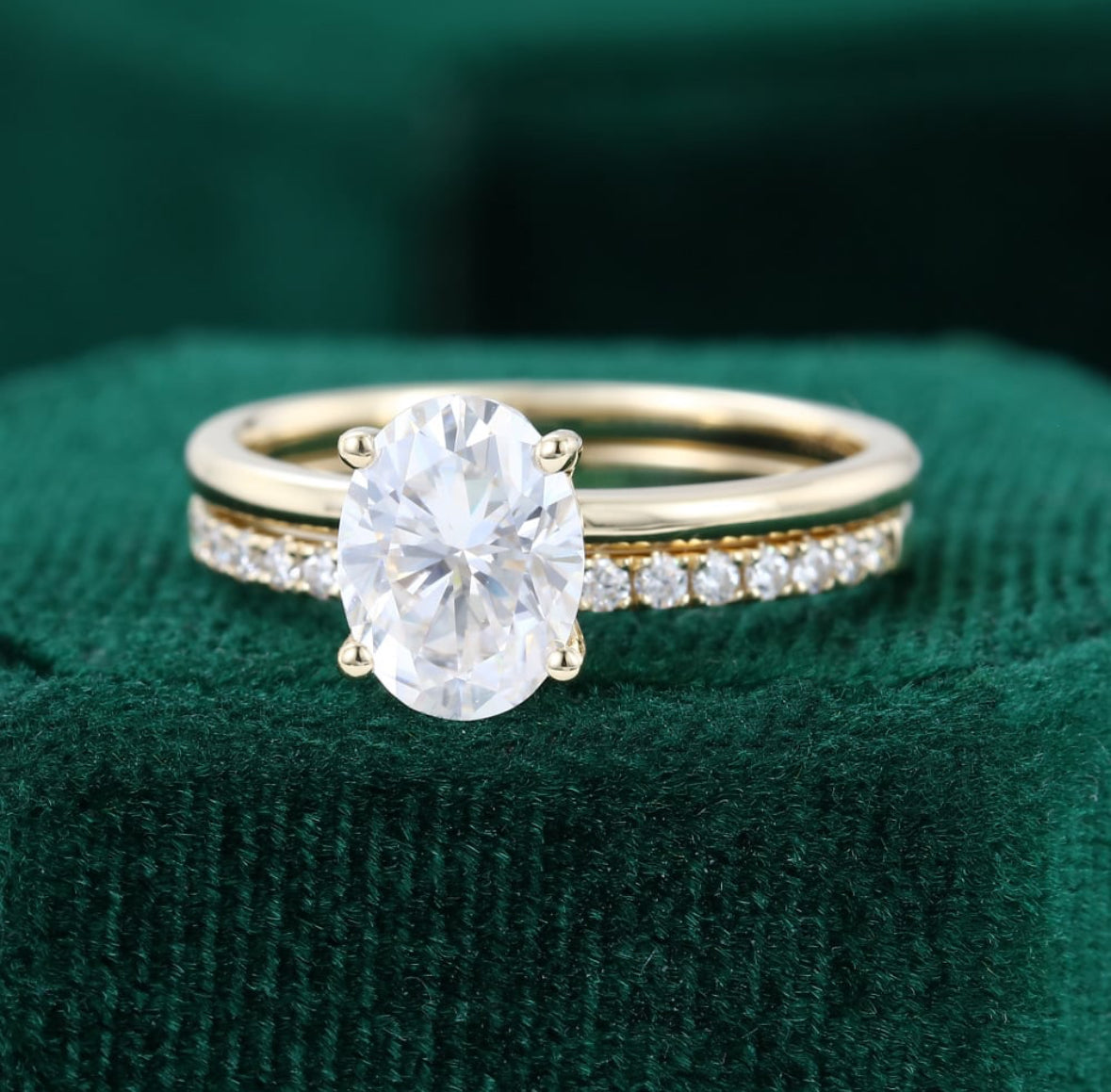 1.5 ct Oval Cut Diamond Pave Ring Set 18k Gold For Women